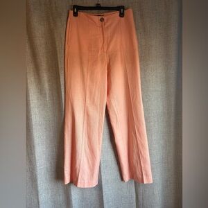 Ann Taylor Orange Front Pleat Wide Leg Pants